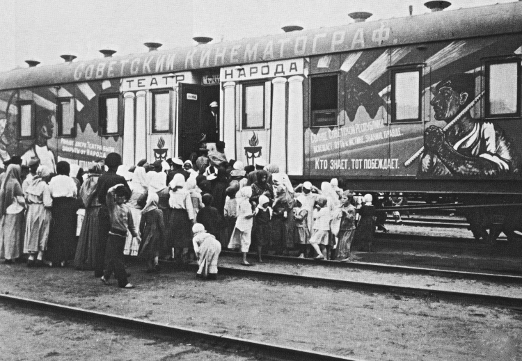 Cinema car of agit-train 'V.I.Lenin No. 1,' 1918