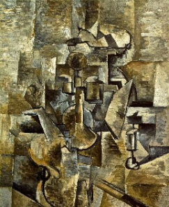 Georges Braque, 1910, Violin and Candlestick, oil on canvas, San Francisco Museum of Modern Art. Image, Wikipedia