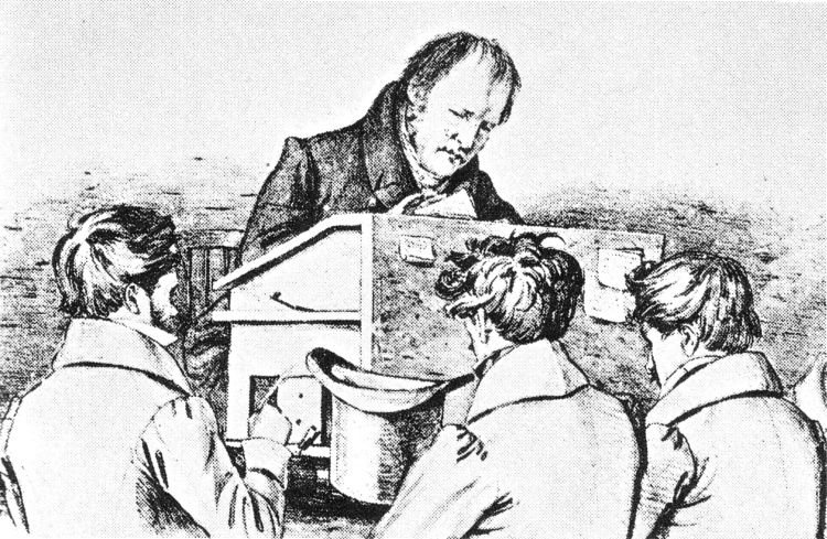 Hegel with his Berlin students, Sketch by Franz Kugler 